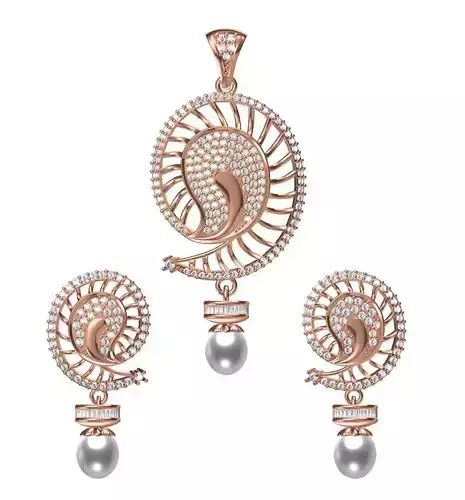 Women Earrings Pendant Set STL JCD Details 3D print model Women Earrings Pendant Set STL JCD Details 3D print model