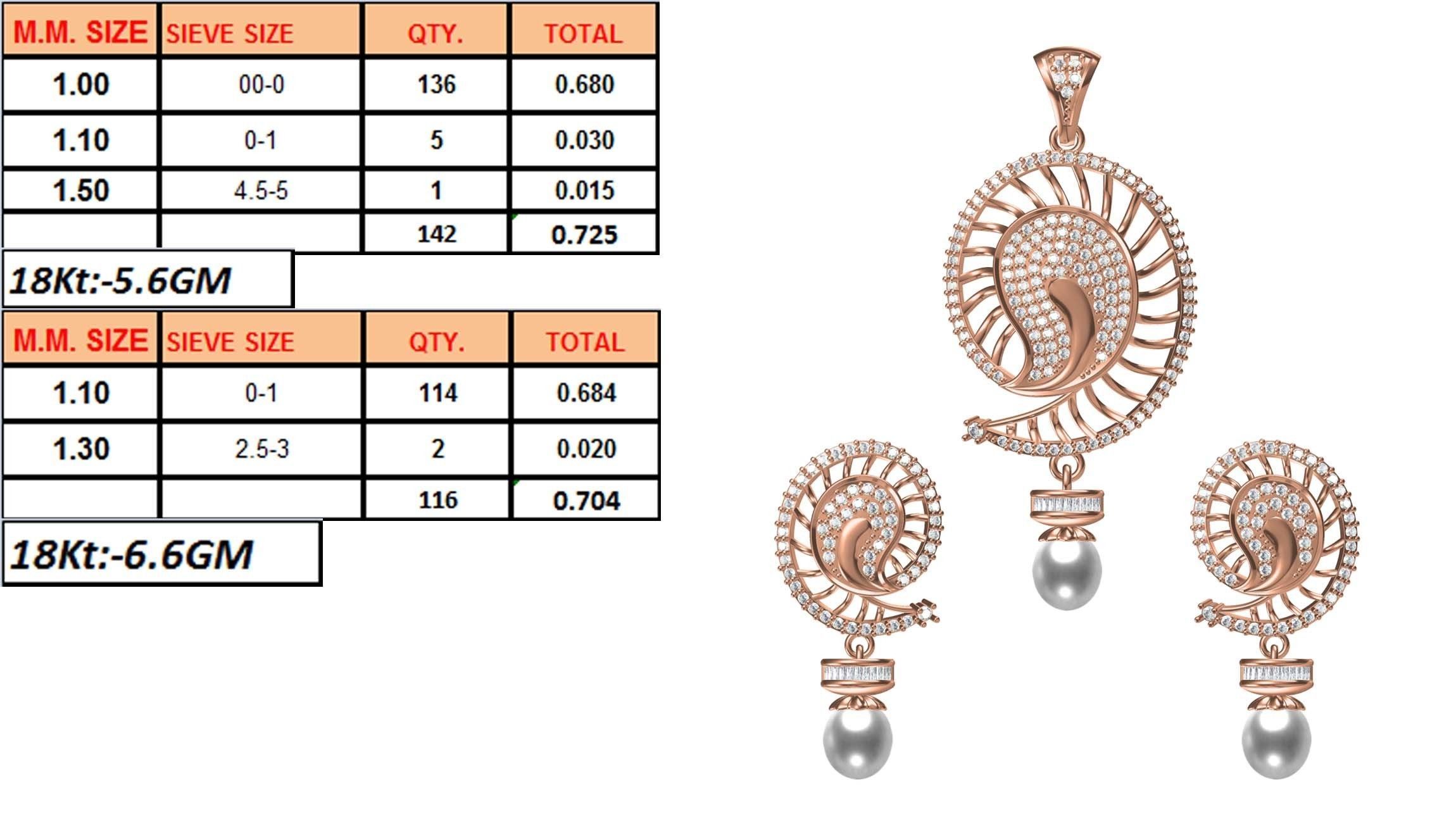 Women Earrings Pendant Set STL JCD Details 3D print model_1