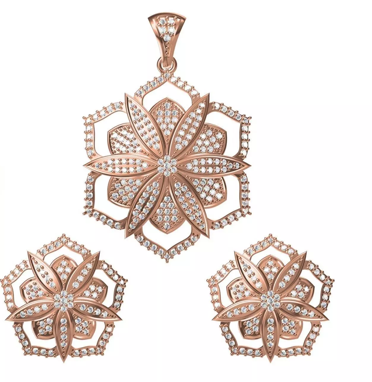 Women Earrings Pendant Set STL JCD Details 3D print model_0