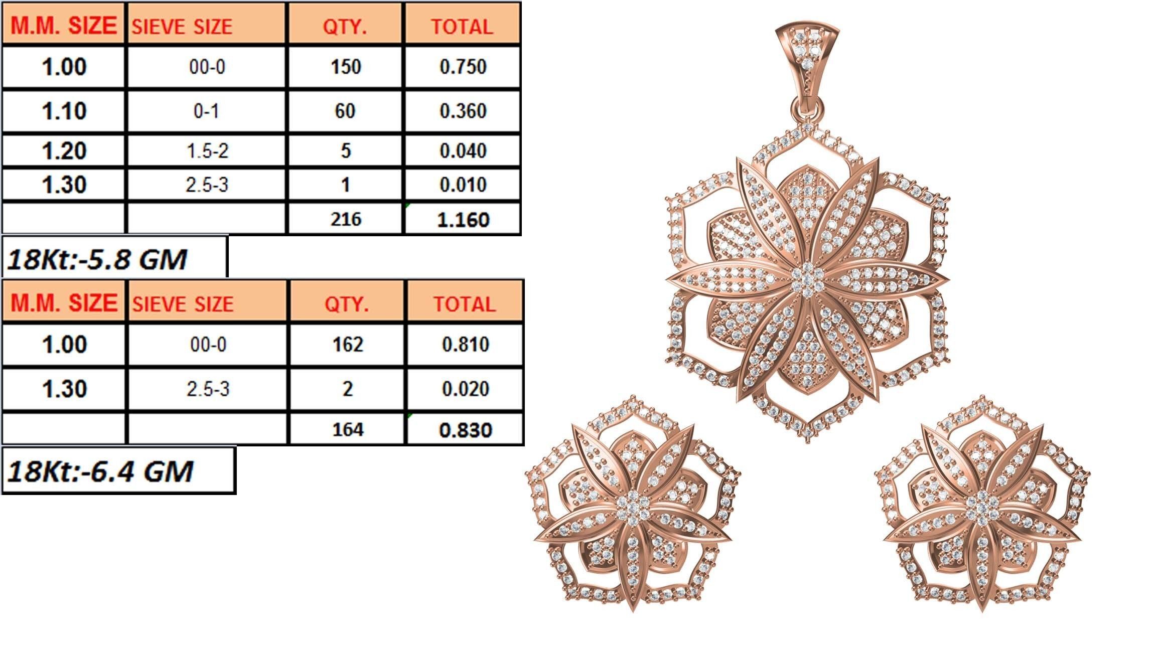 Women Earrings Pendant Set STL JCD Details 3D print model_1