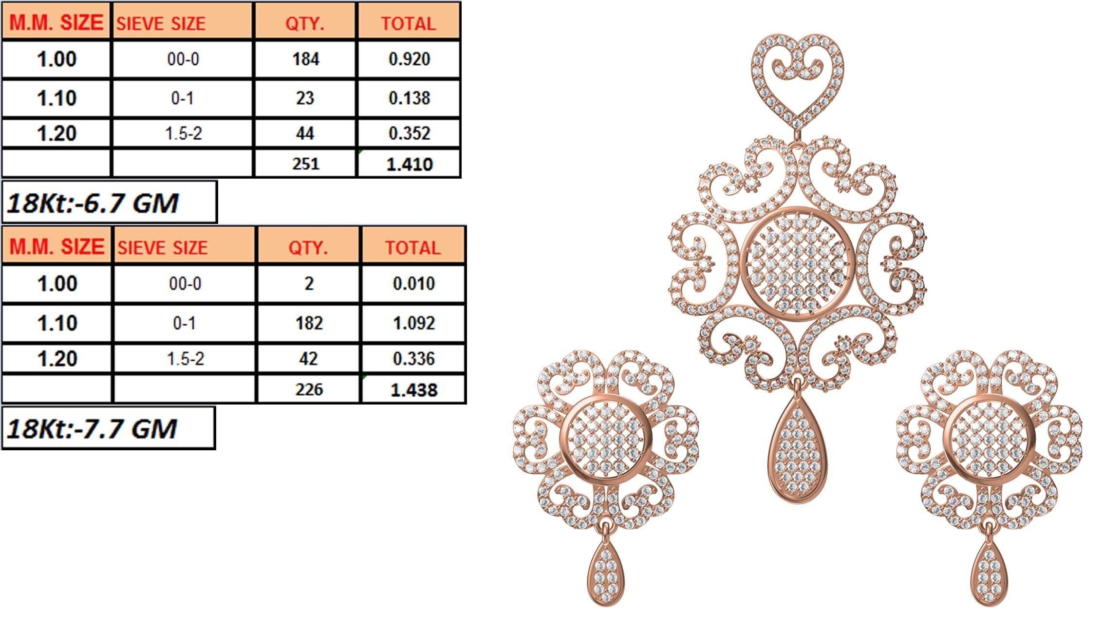 Women Earrings Pendant Set STL JCD Details 3D print model_1