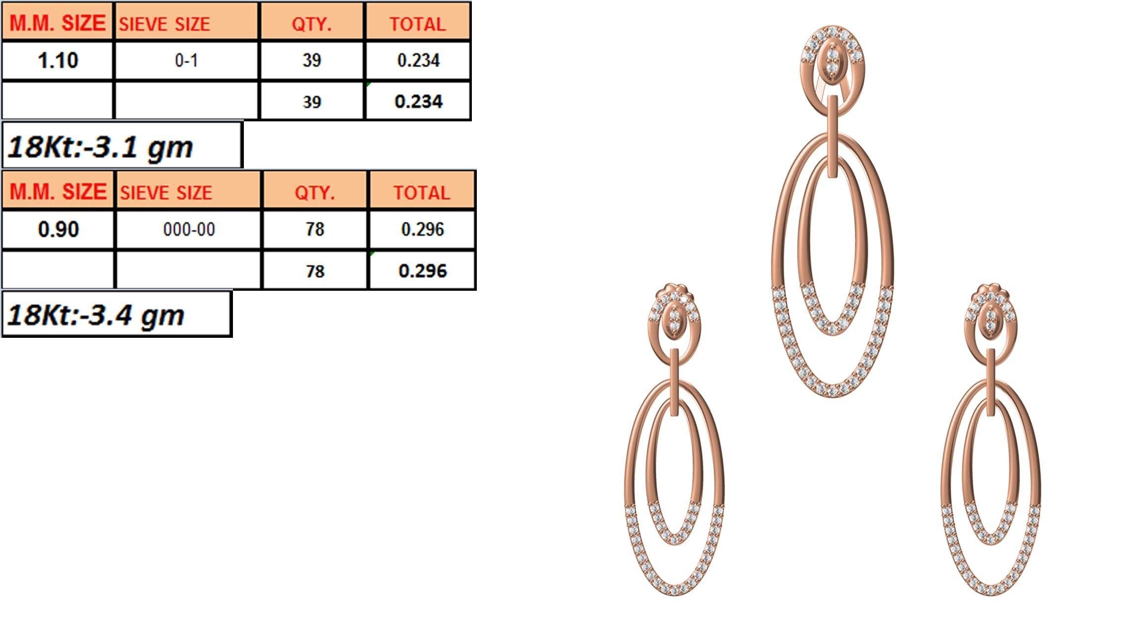 Women Earrings Pendant Set STL JCD Details 3D print model_1
