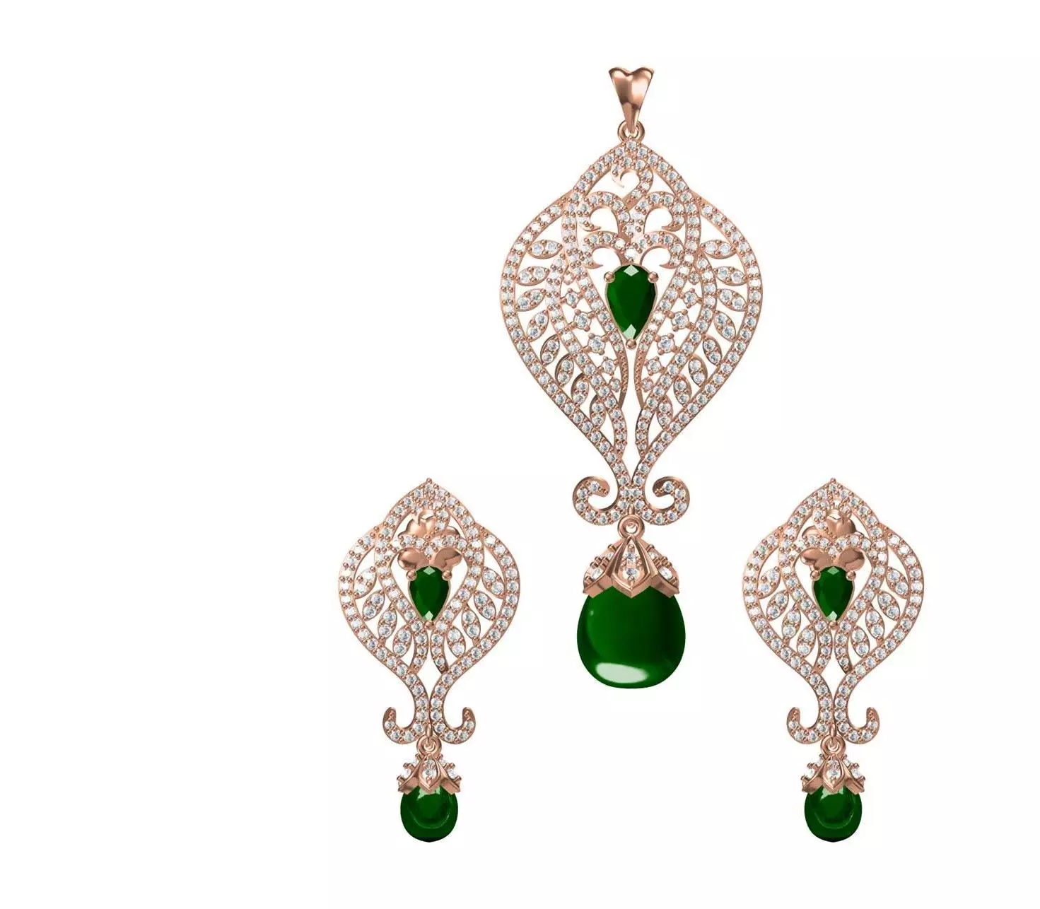 Women Earrings Pendant Set STL JCD Details 3D print model_0