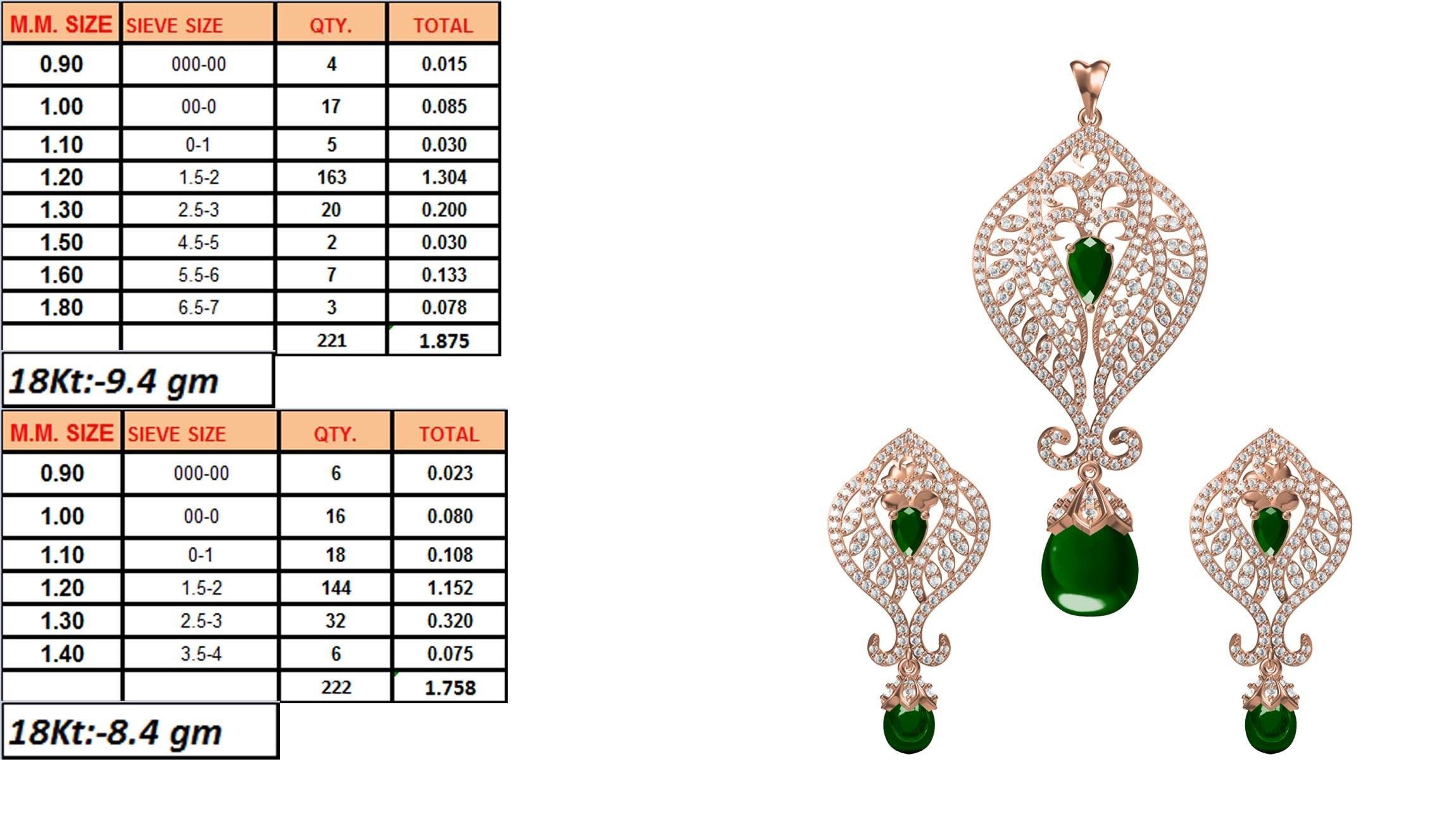 Women Earrings Pendant Set STL JCD Details 3D print model_1