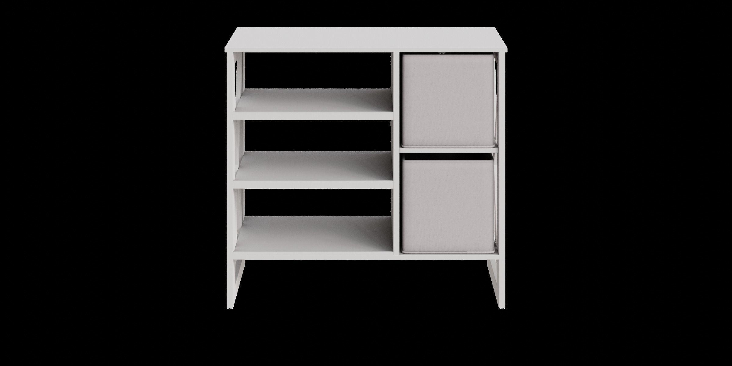 White Standing Shelf With Two Baskets Low-poly 3D model_10