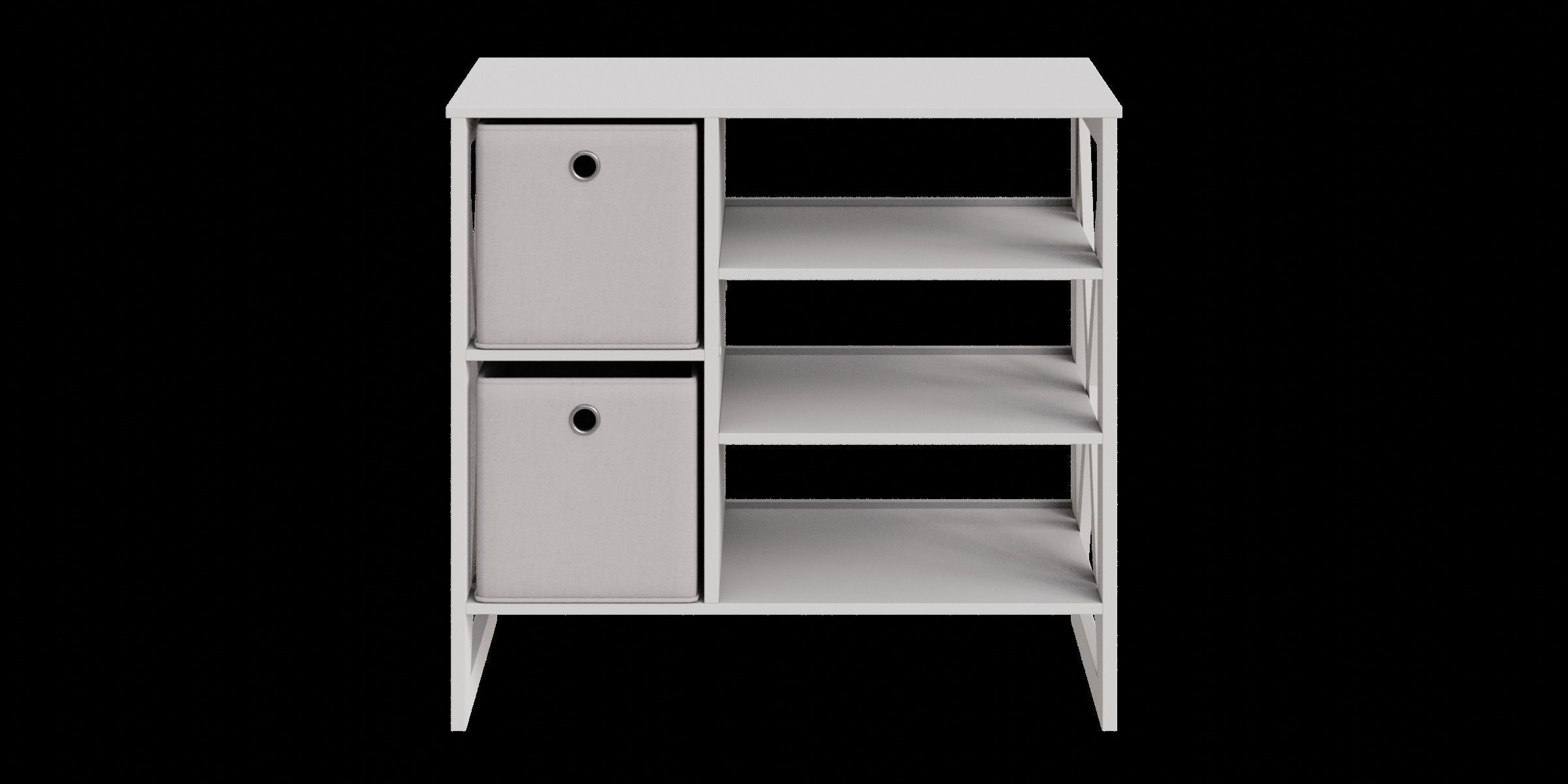 White Standing Shelf With Two Baskets Low-poly 3D model_8