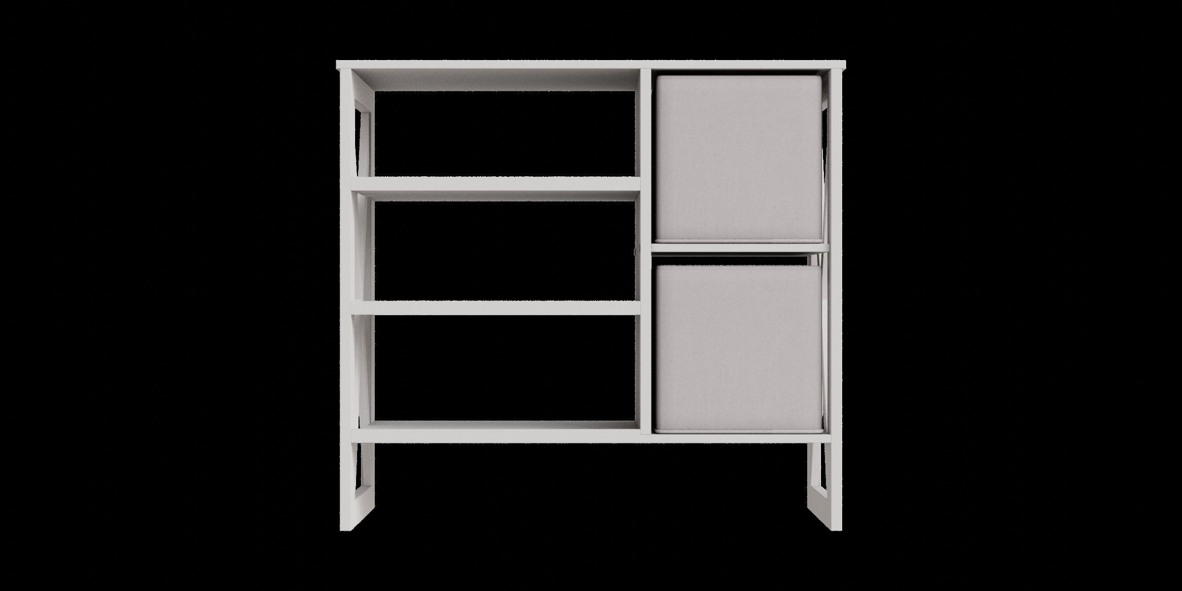 White Standing Shelf With Two Baskets Low-poly 3D model_6