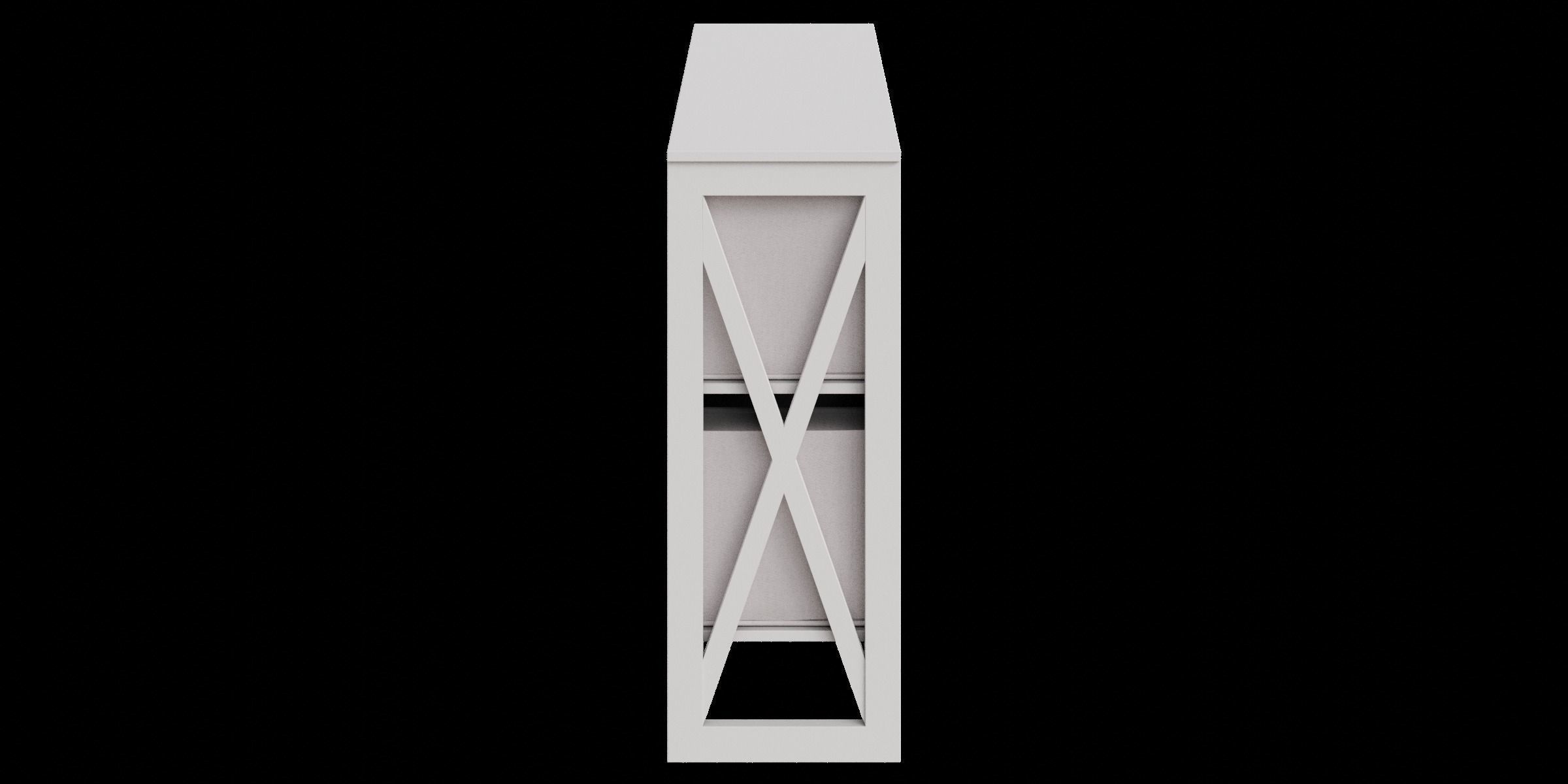 White Standing Shelf With Two Baskets Low-poly 3D model_9