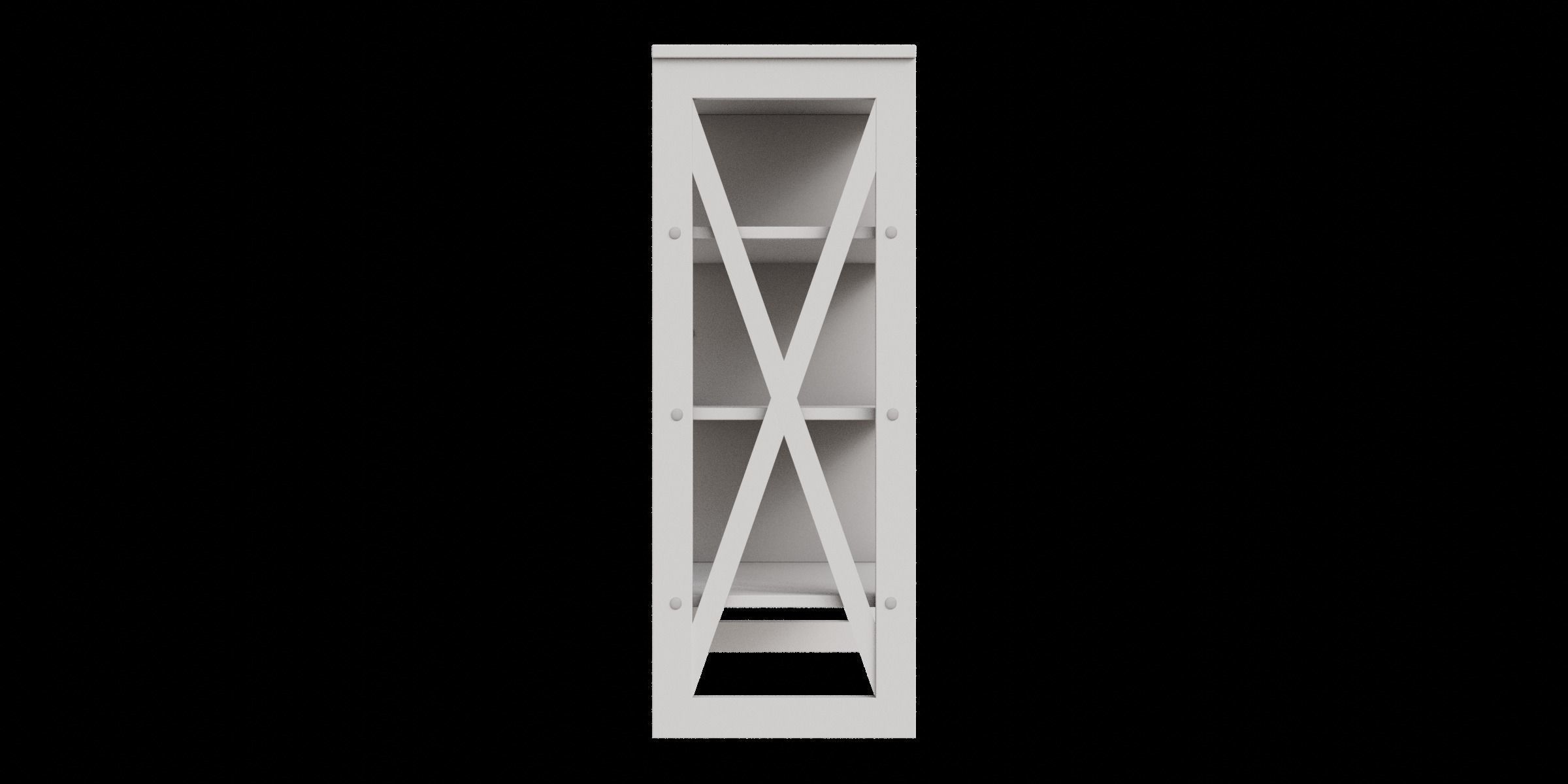 White Standing Shelf With Two Baskets Low-poly 3D model_7