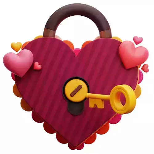 Padlock Love Key 3D Icon
