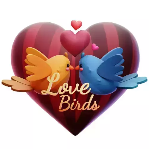 Love Birds Couple 3D Icon Low-poly 3D model