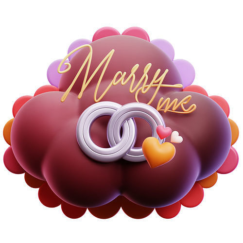 Romantic Proposal 3D Icon Low-poly 3D model