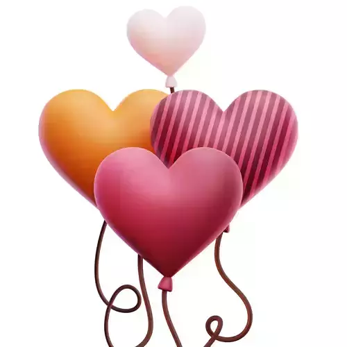 Heart Balloons 3D Icon