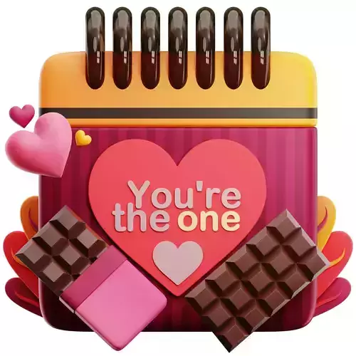 Love Romance Calendar 3D Icon Low-poly 3D model