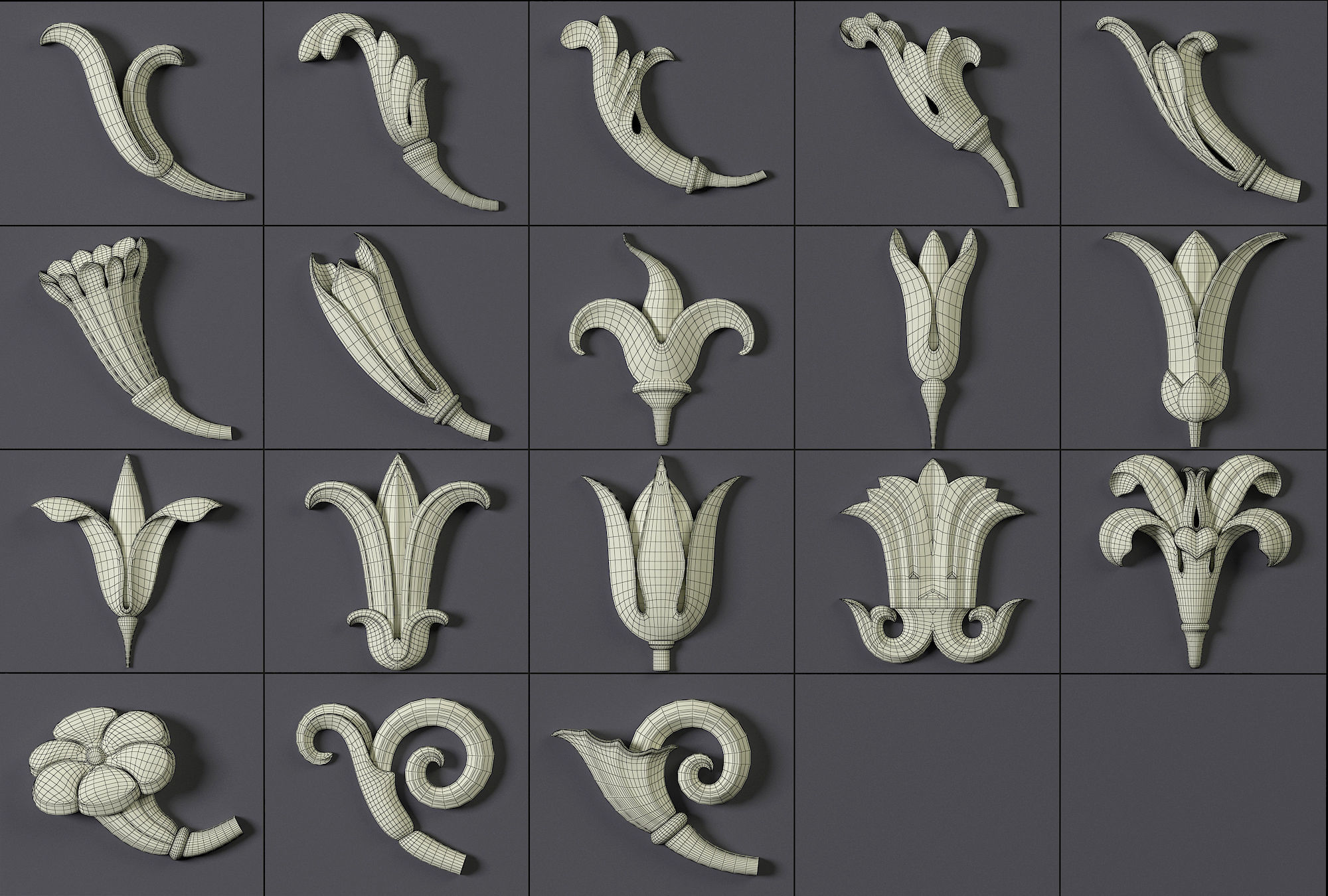 180 Ornament Brushes 4K Alphas and 3D Models- VOL 04 3D model_24