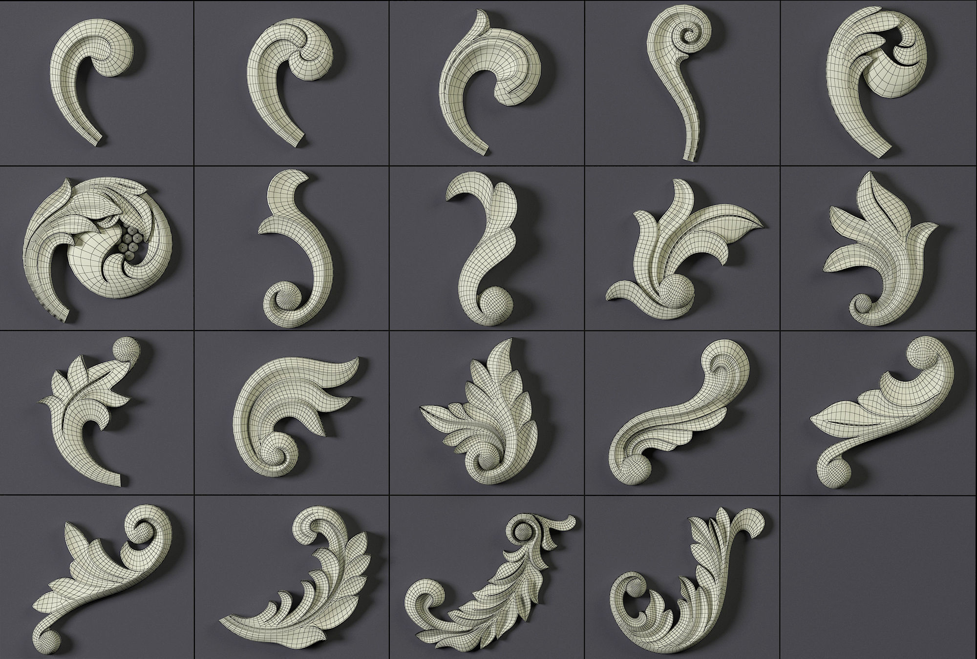 180 Ornament Brushes 4K Alphas and 3D Models- VOL 04 3D model_23
