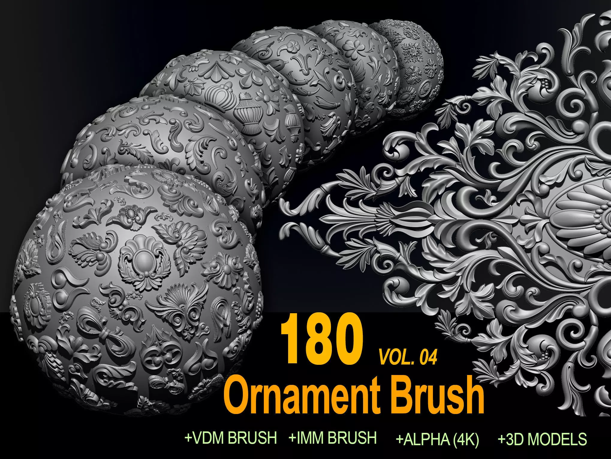 180 Ornament Brushes 4K Alphas and 3D Models- VOL 04 3D model_0