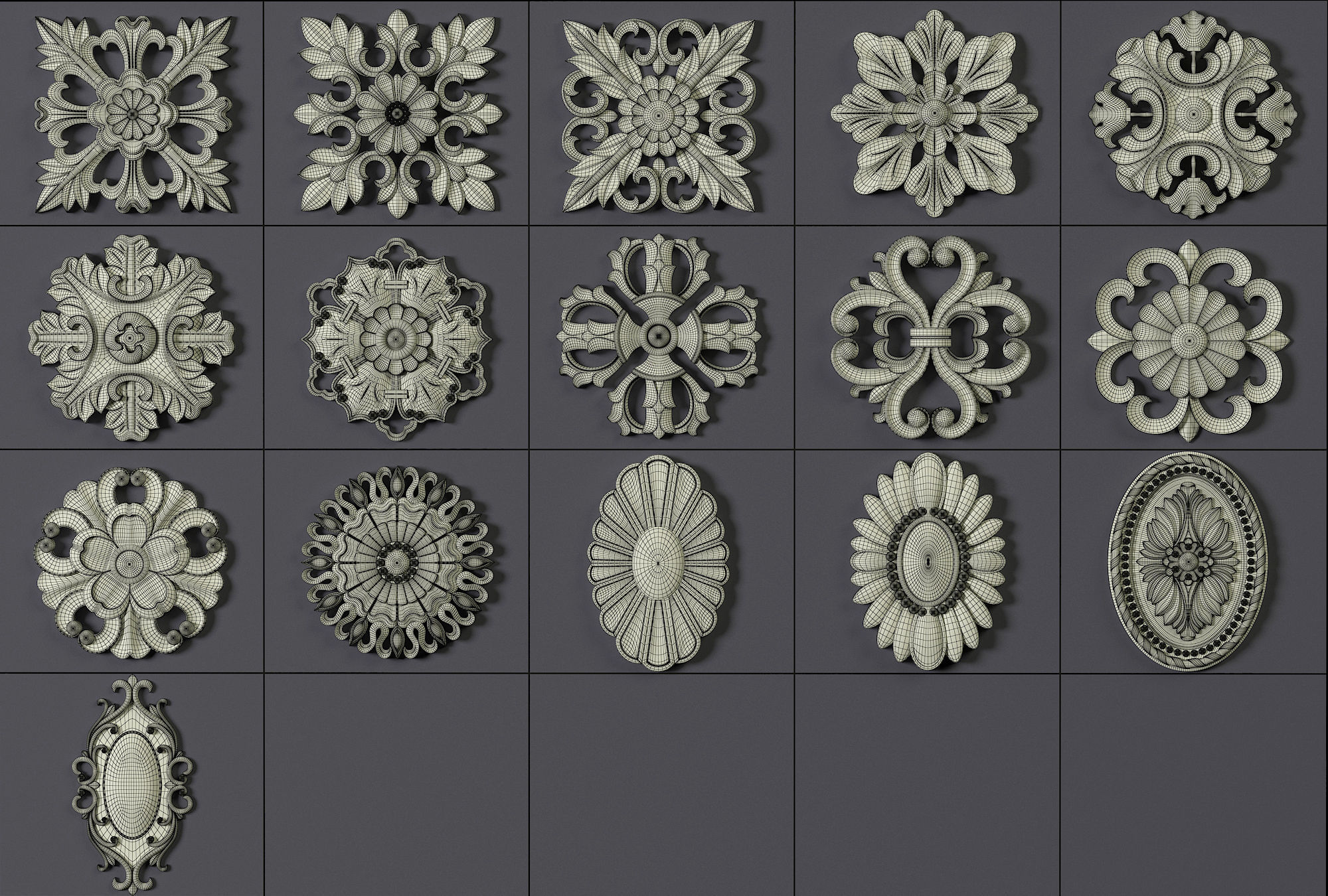 180 Ornament Brushes 4K Alphas and 3D Models- VOL 04 3D model_21