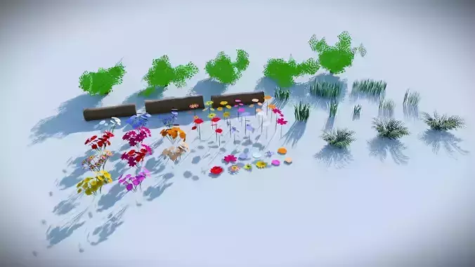 Stylized Foliage Pack - Perfect for Game Environments Low-poly 3D model