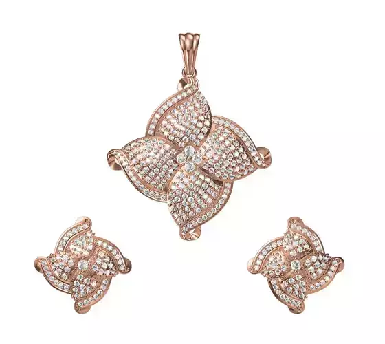 Women Earrings Pendant Set STL JCD Details 3D print model Women Earrings Pendant Set STL JCD Details 3D print model