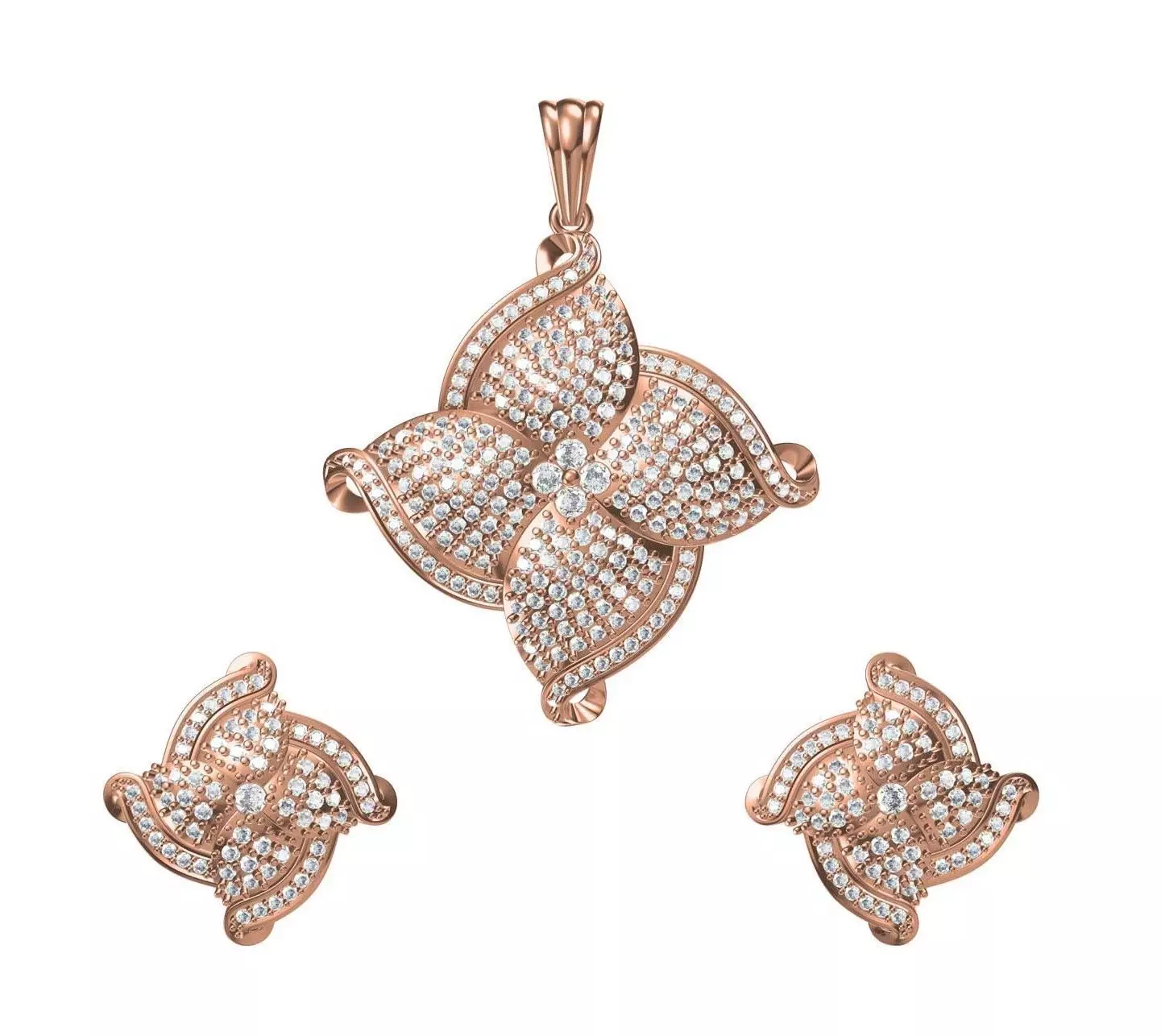 Women Earrings Pendant Set STL JCD Details 3D print model_0