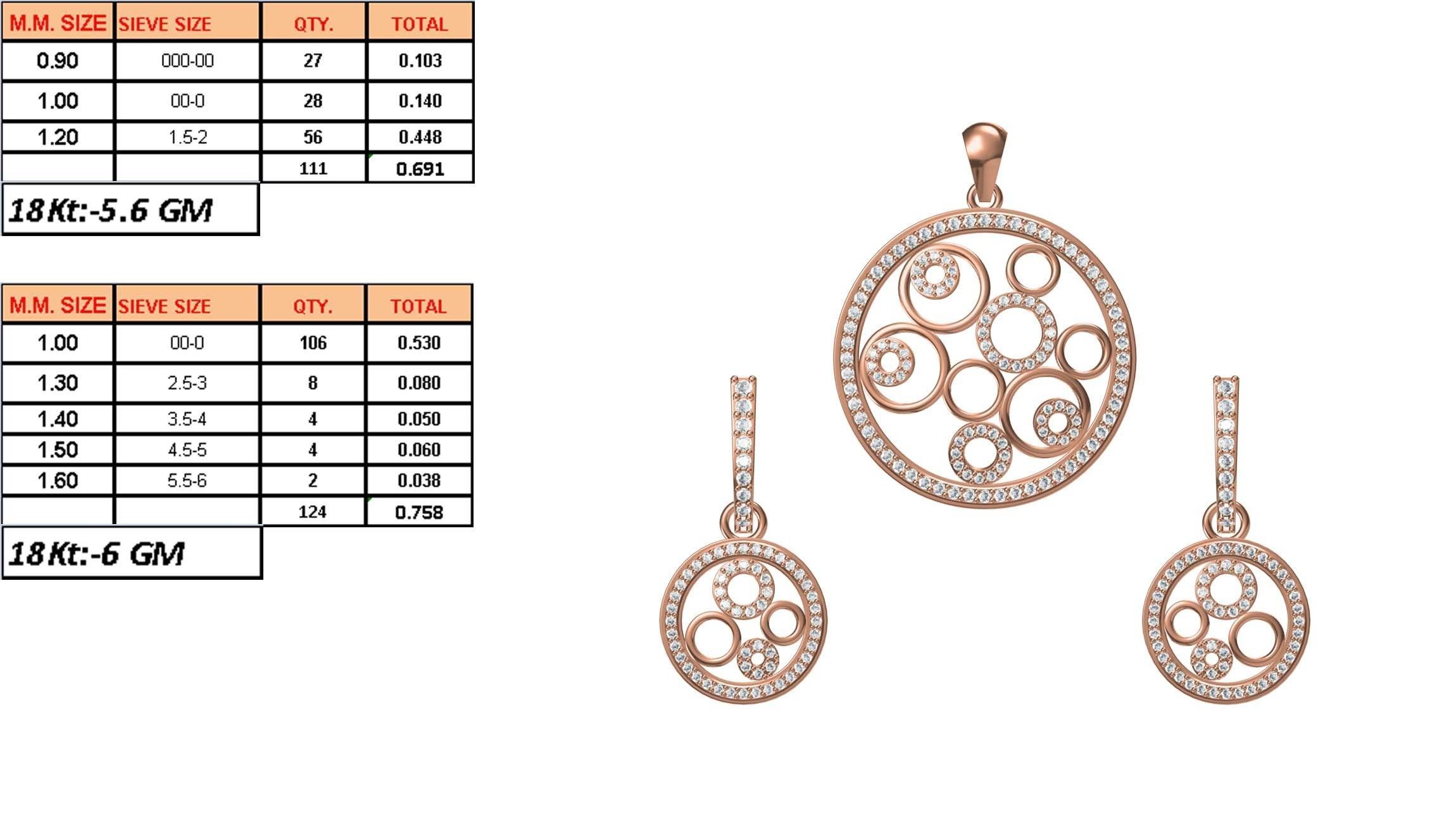 Women Earrings Pendant Set STL JCD Details 3D print model_1