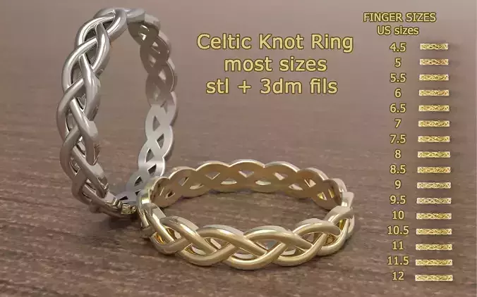 Celtic Knot Eternity Band Ring 4 mm wide 3D print model