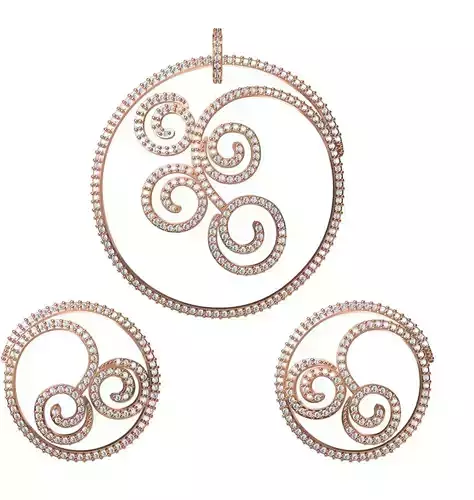 Women Earrings Pendant Set STL JCD Details 3D print model Women Earrings Pendant Set STL JCD Details 3D print model