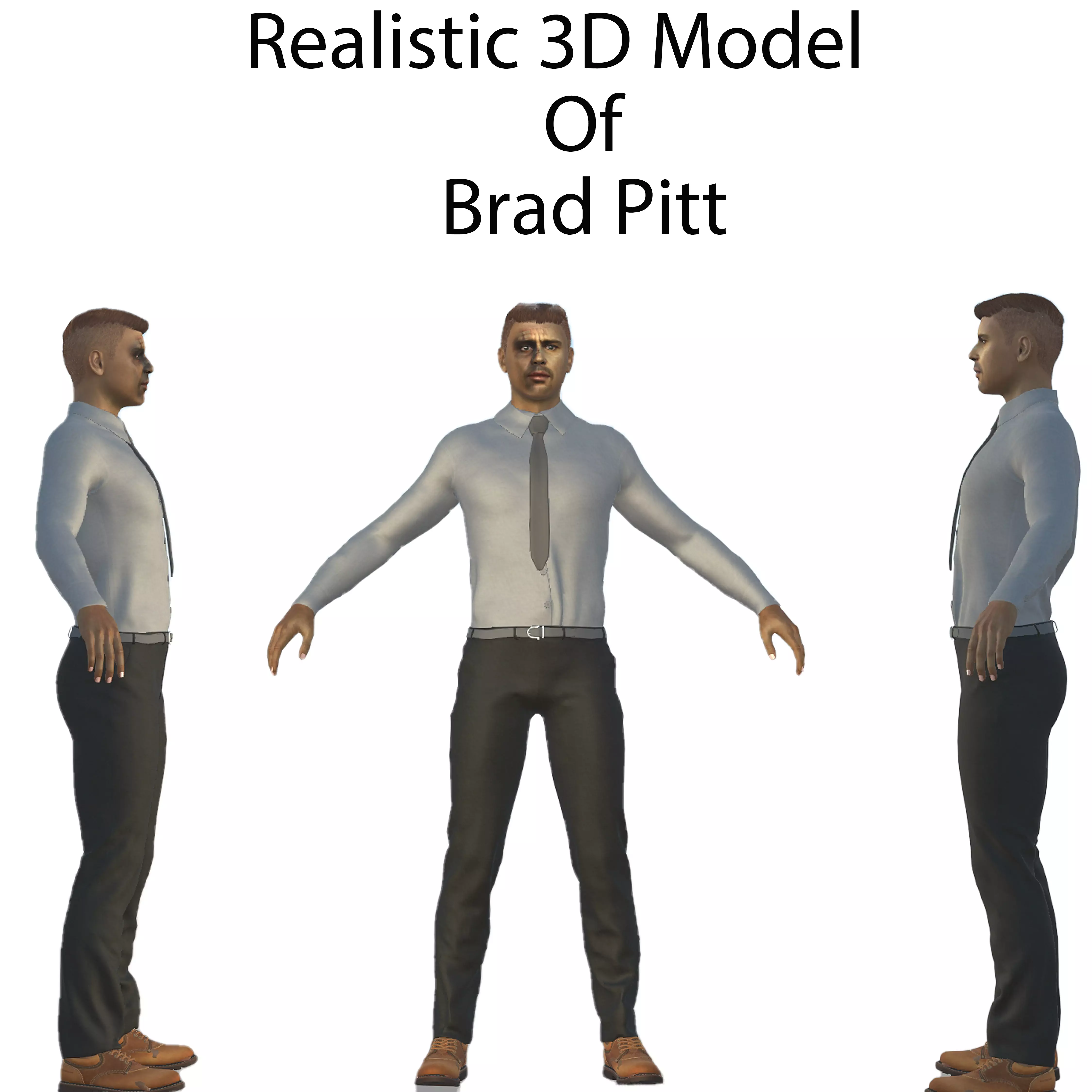 Brad Pitt Free low-poly 3D model