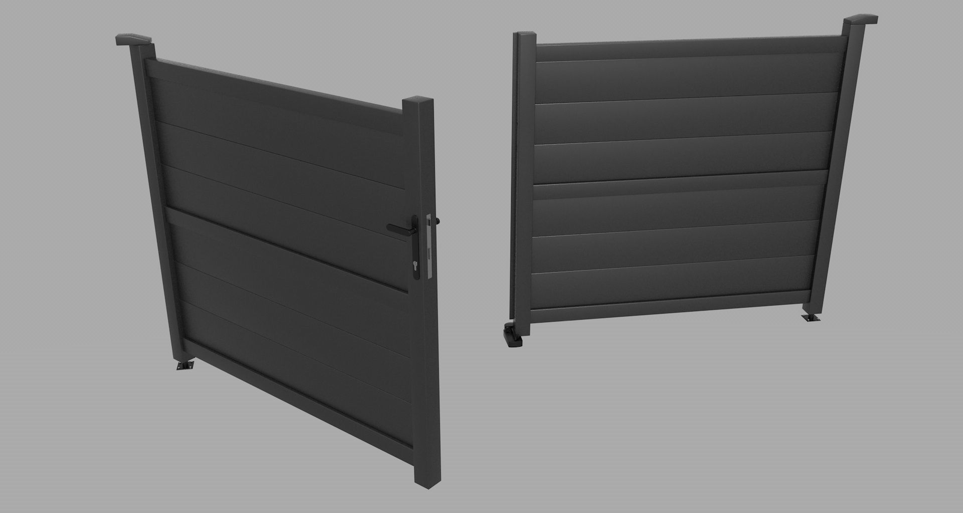 Aluminum swing gate 3D model_2