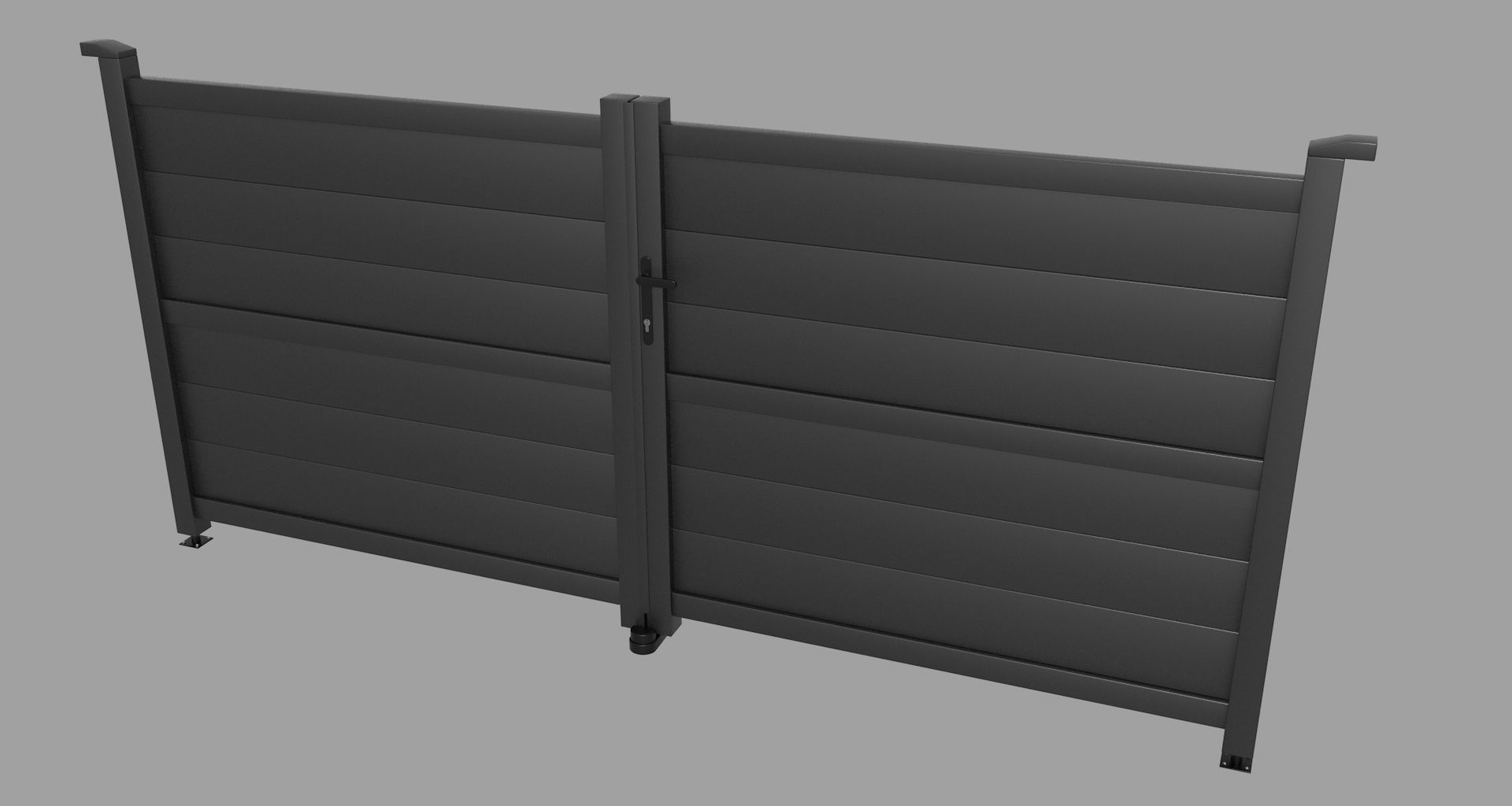 Aluminum swing gate 3D model_1