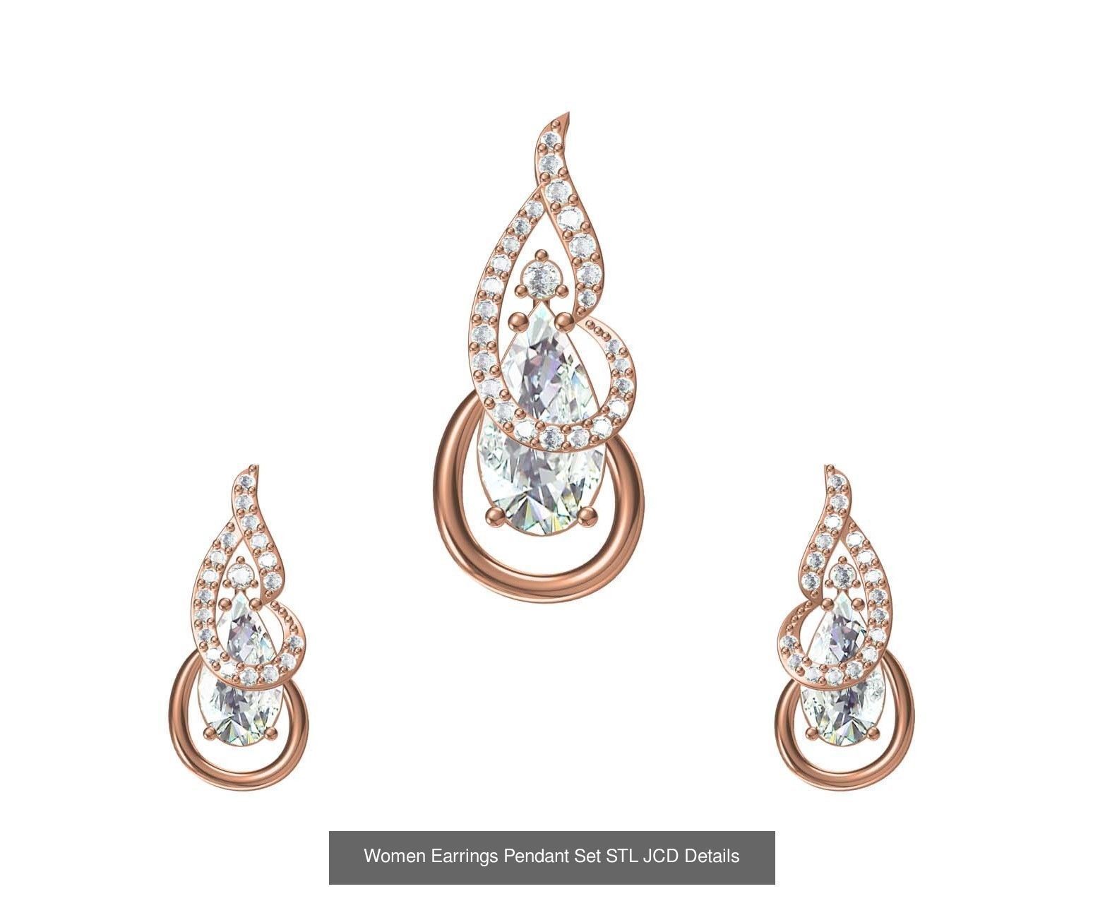 159 Women Earrings Pendant Sets STL JCD Details Collection _364