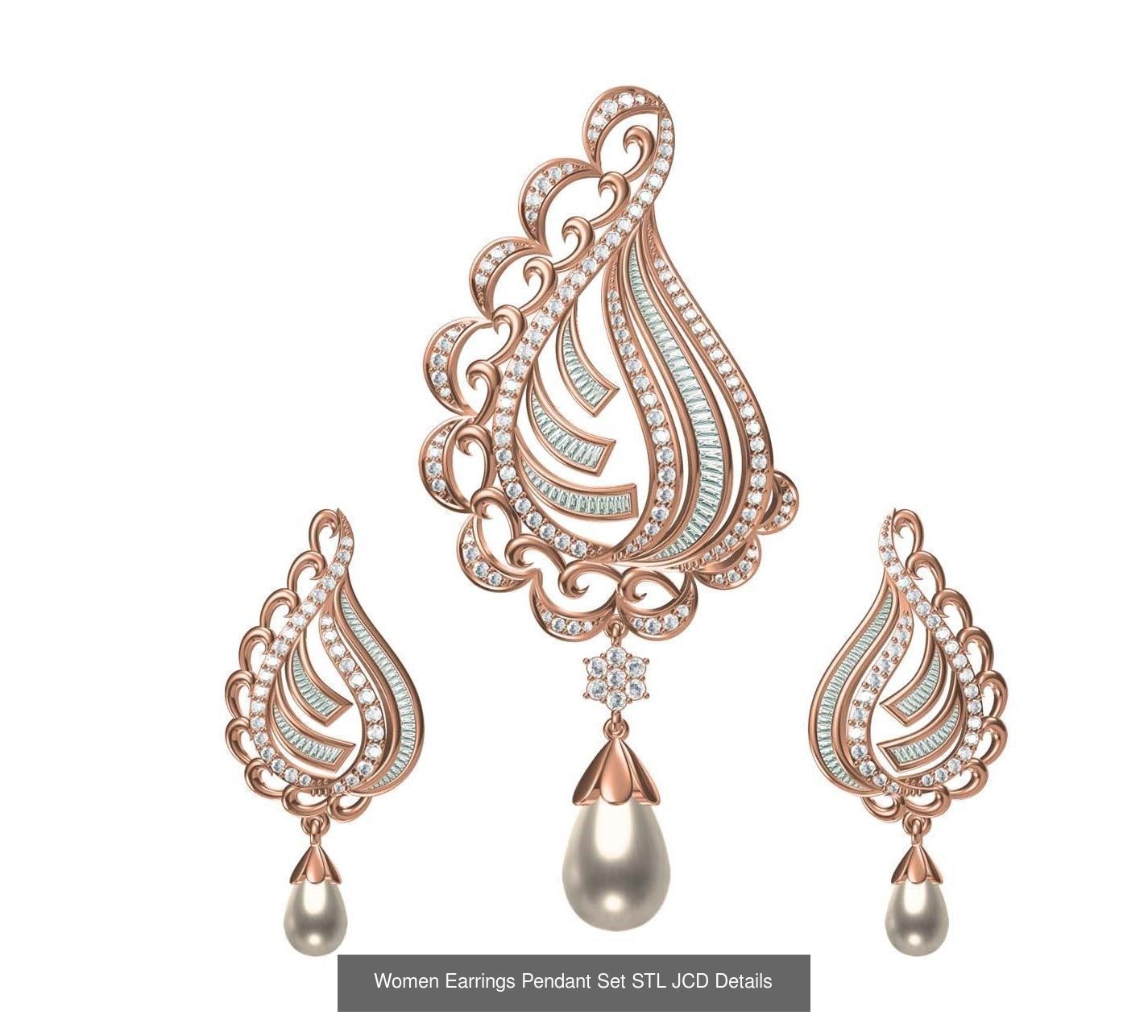 159 Women Earrings Pendant Sets STL JCD Details Collection _296