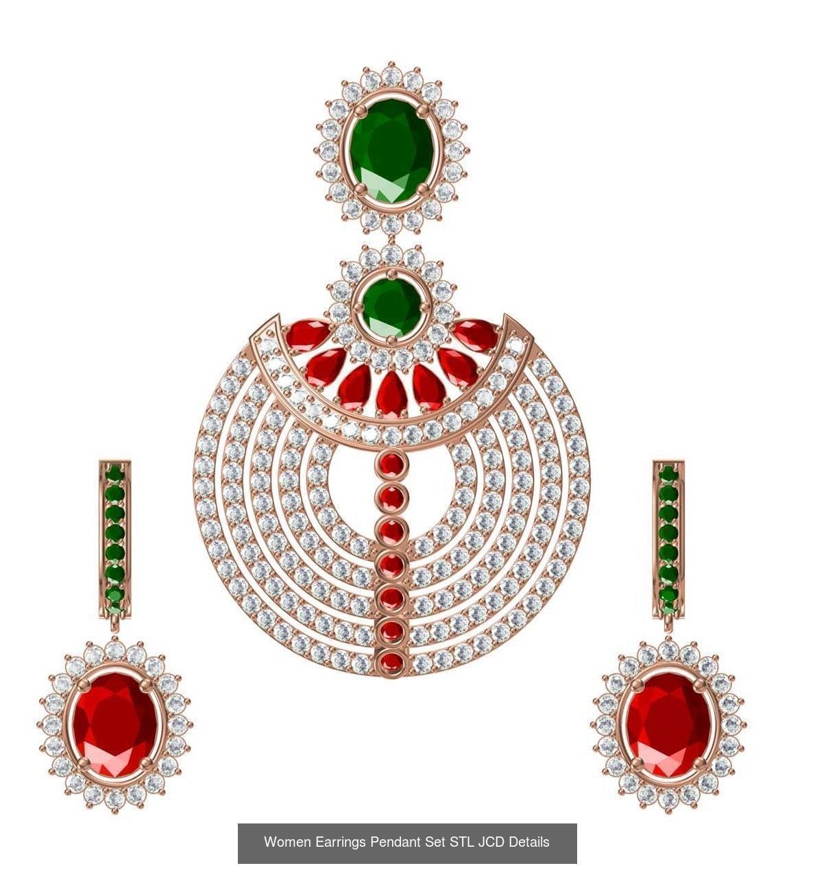 159 Women Earrings Pendant Sets STL JCD Details Collection _265