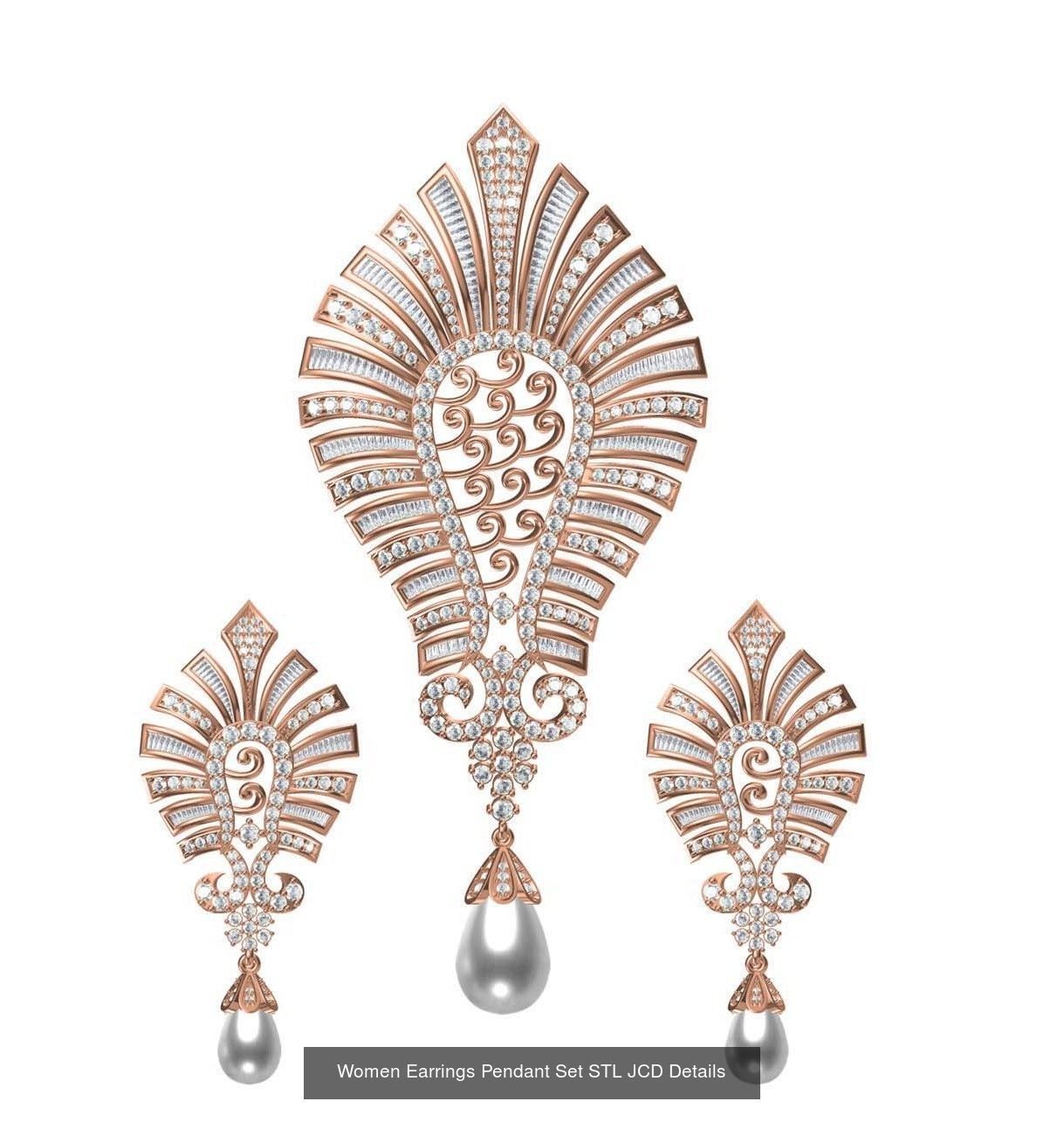 159 Women Earrings Pendant Sets STL JCD Details Collection _249