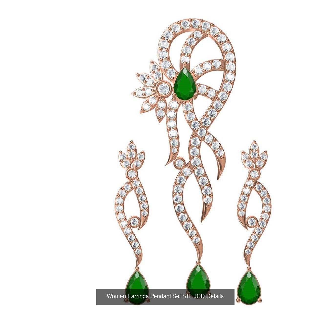 159 Women Earrings Pendant Sets STL JCD Details Collection _252