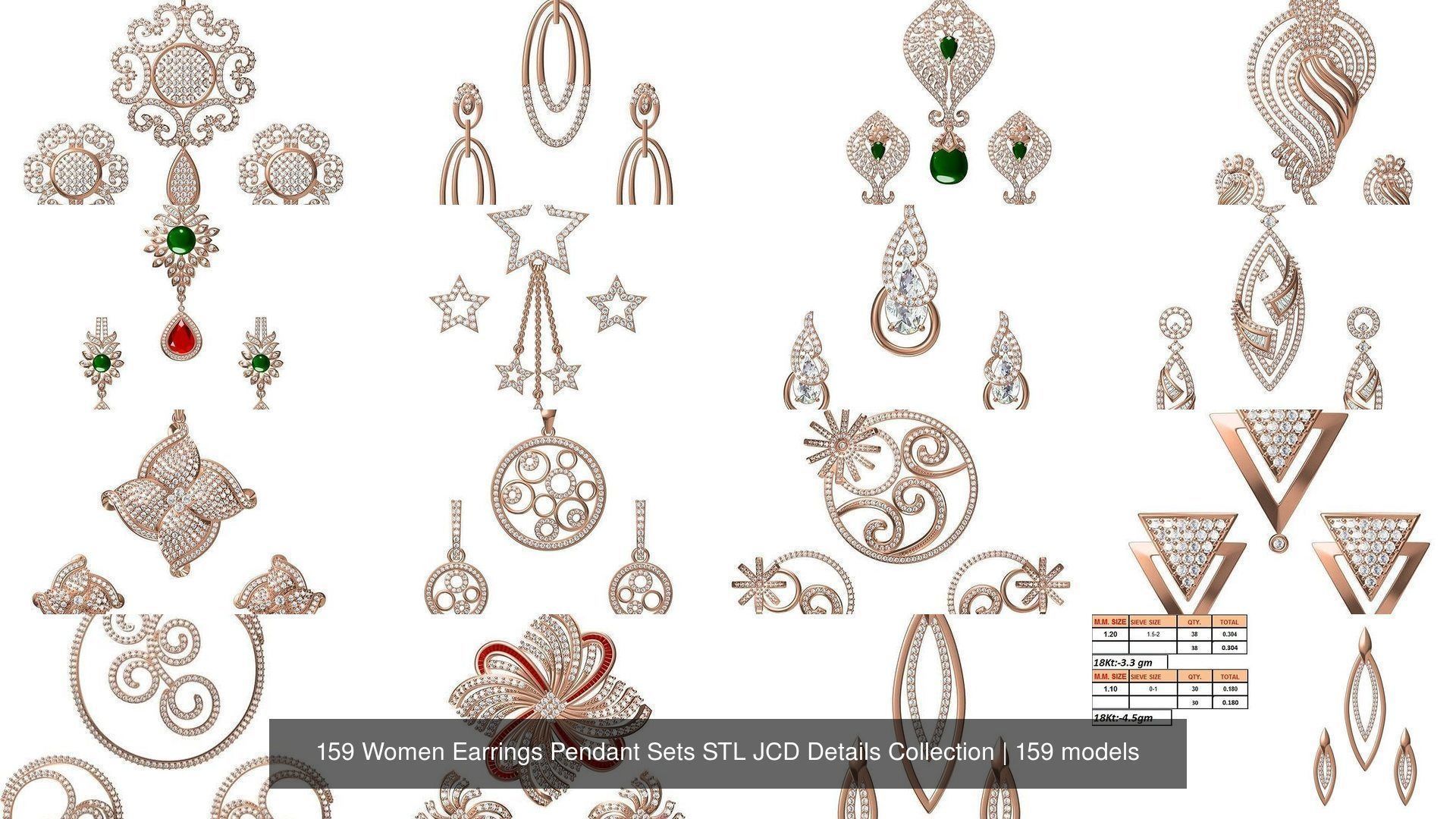 159 Women Earrings Pendant Sets STL JCD Details Collection _213