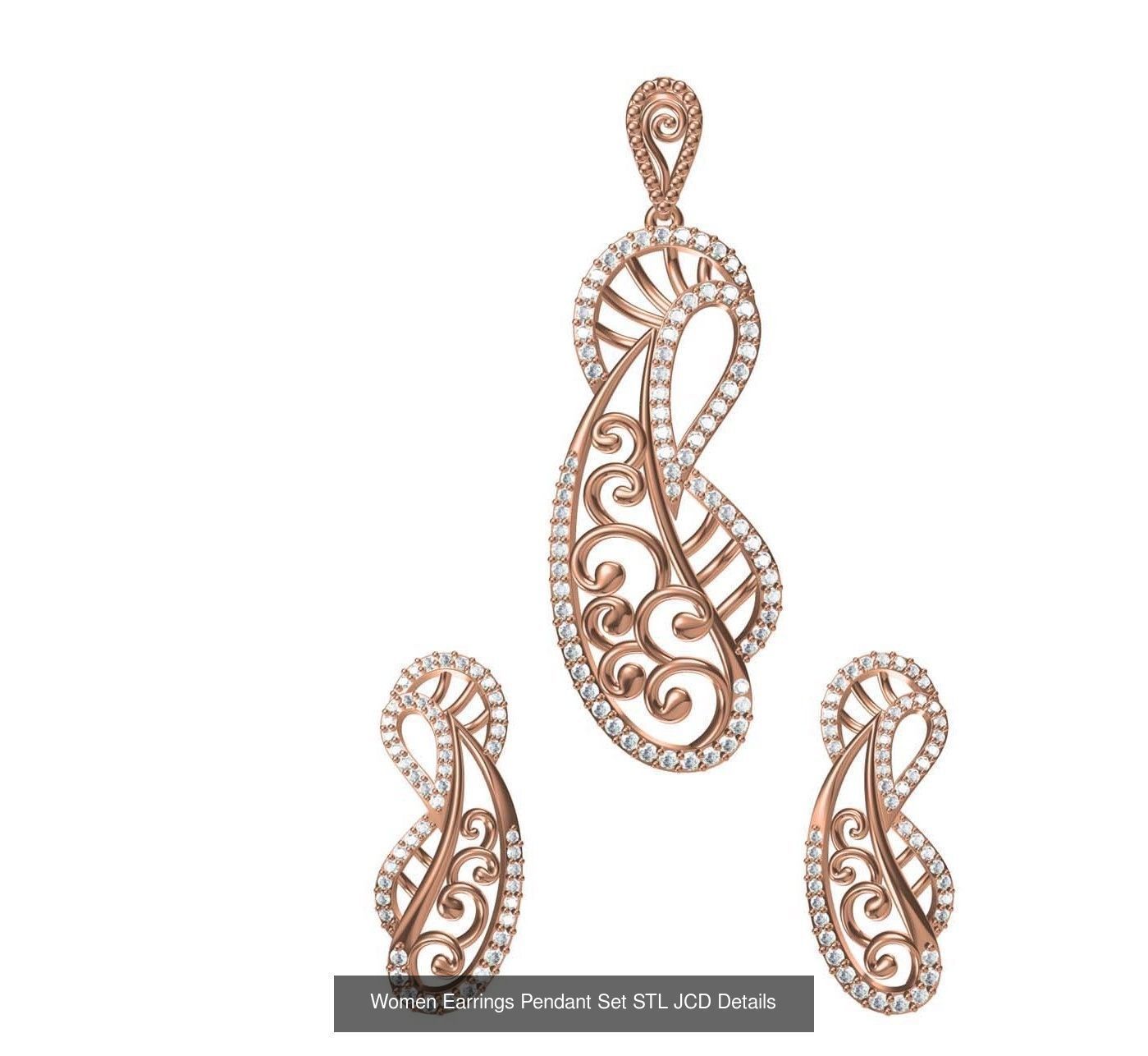 159 Women Earrings Pendant Sets STL JCD Details Collection _277