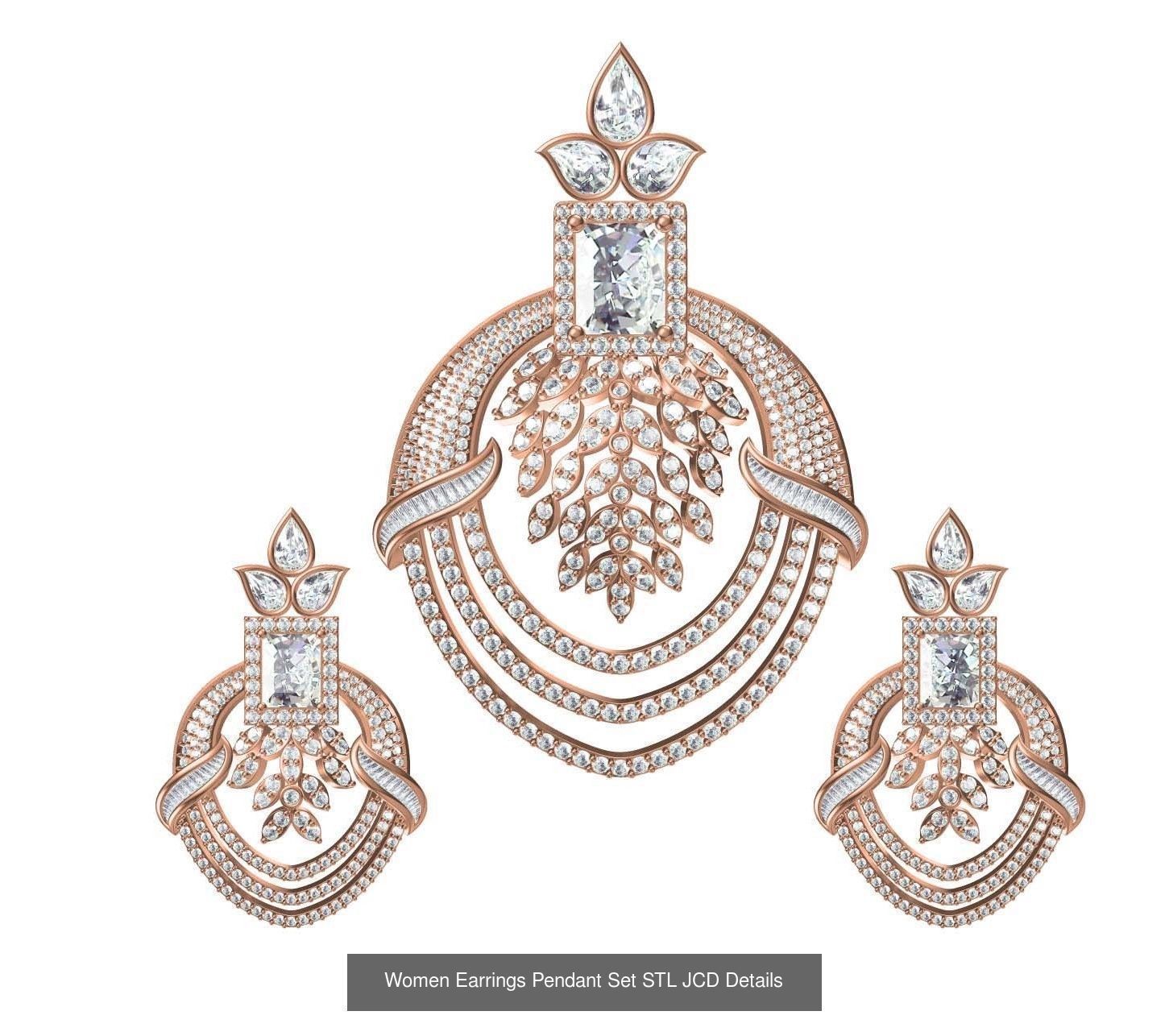 159 Women Earrings Pendant Sets STL JCD Details Collection _261