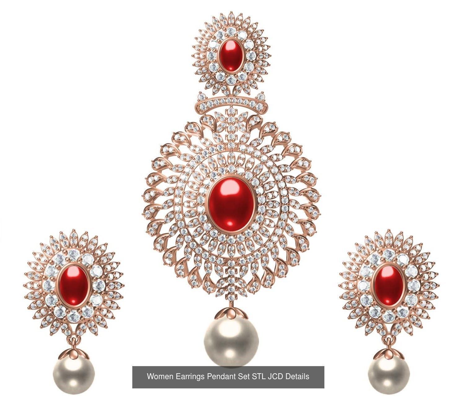 159 Women Earrings Pendant Sets STL JCD Details Collection _326