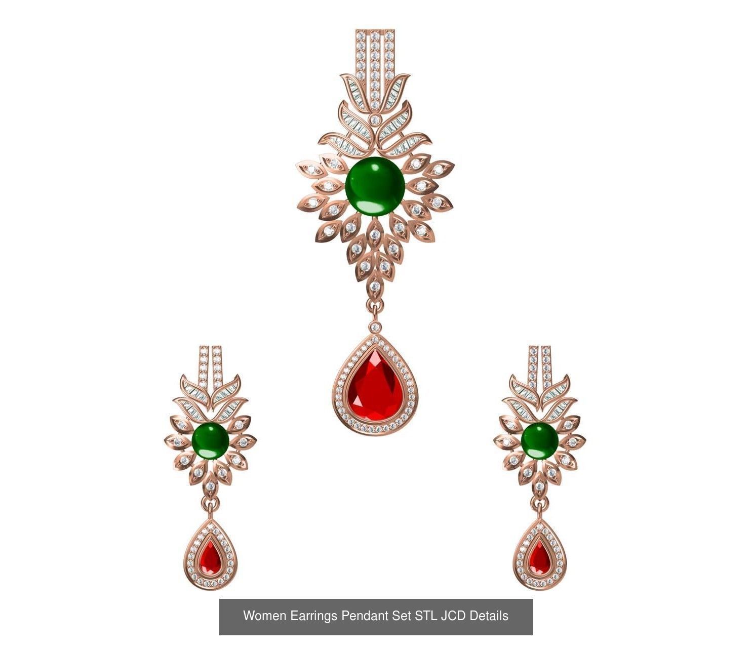 159 Women Earrings Pendant Sets STL JCD Details Collection _362