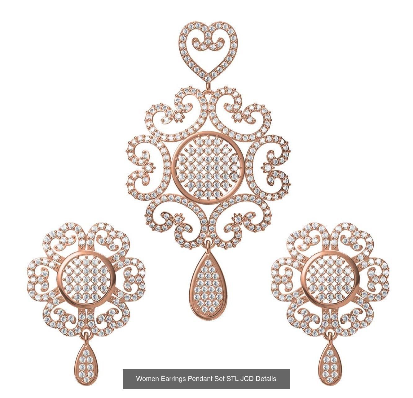 159 Women Earrings Pendant Sets STL JCD Details Collection _358