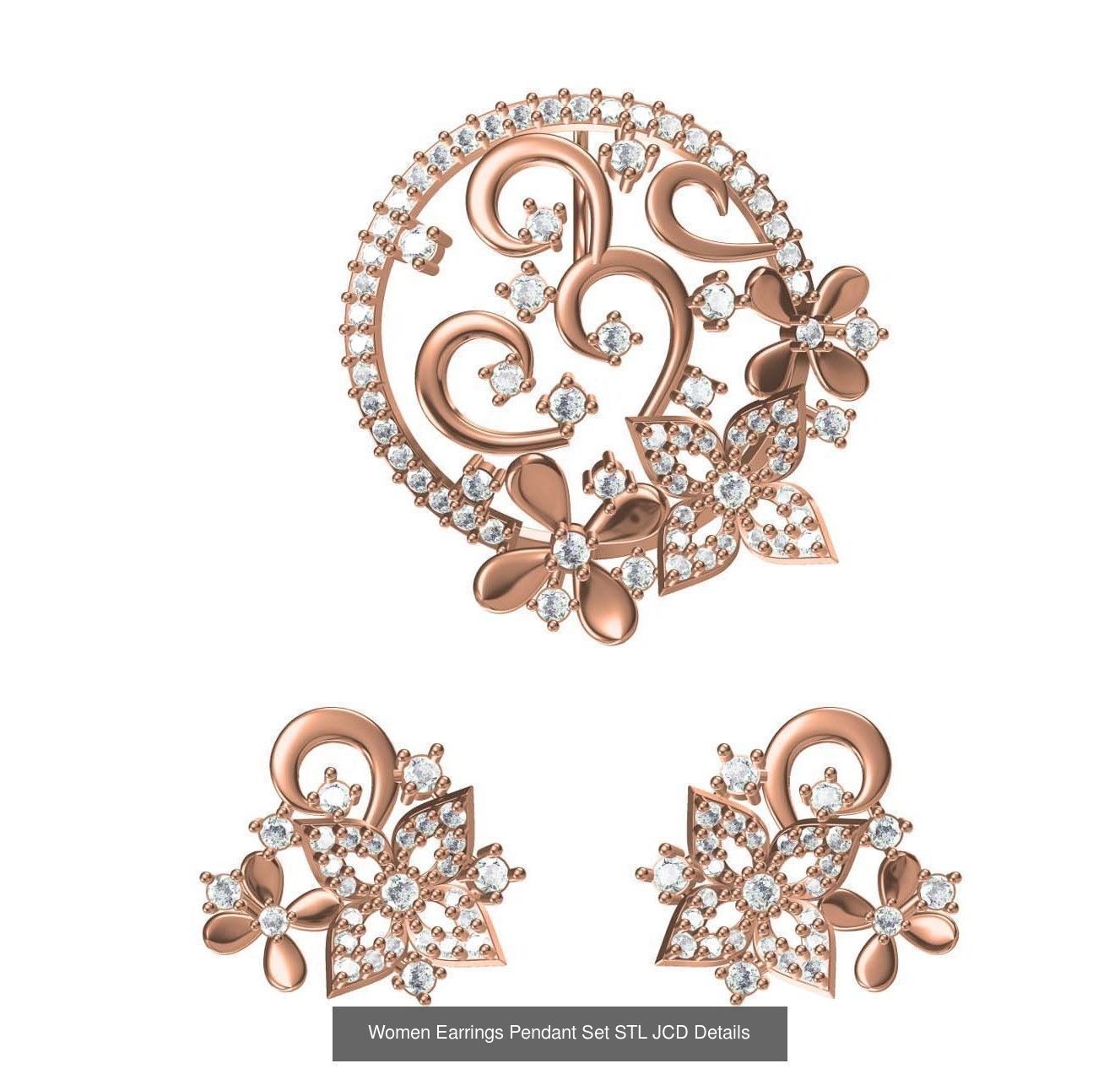 159 Women Earrings Pendant Sets STL JCD Details Collection _287