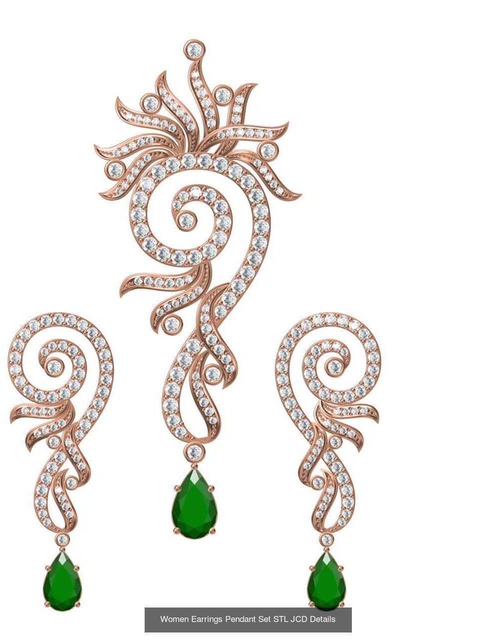 159 Women Earrings Pendant Sets STL JCD Details Collection _256