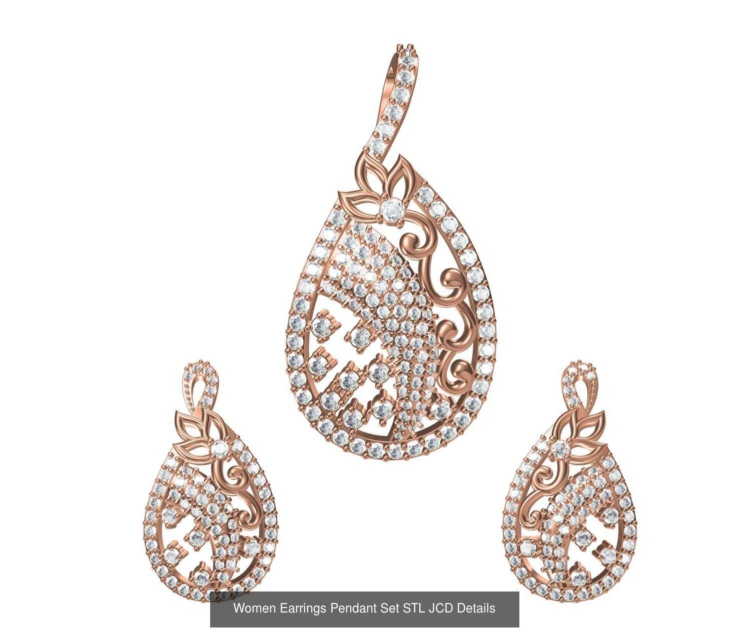 159 Women Earrings Pendant Sets STL JCD Details Collection _245