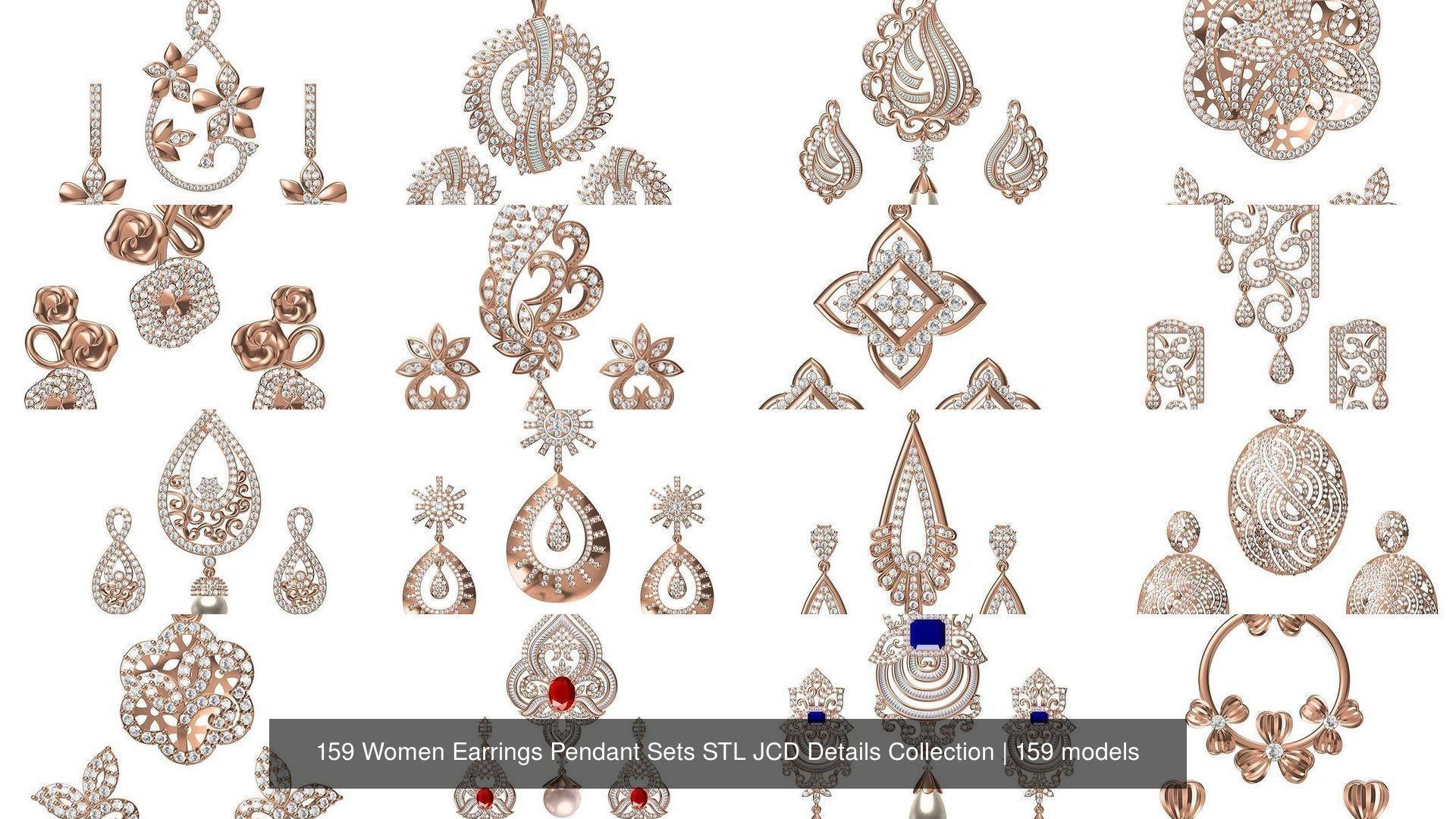 159 Women Earrings Pendant Sets STL JCD Details Collection _201