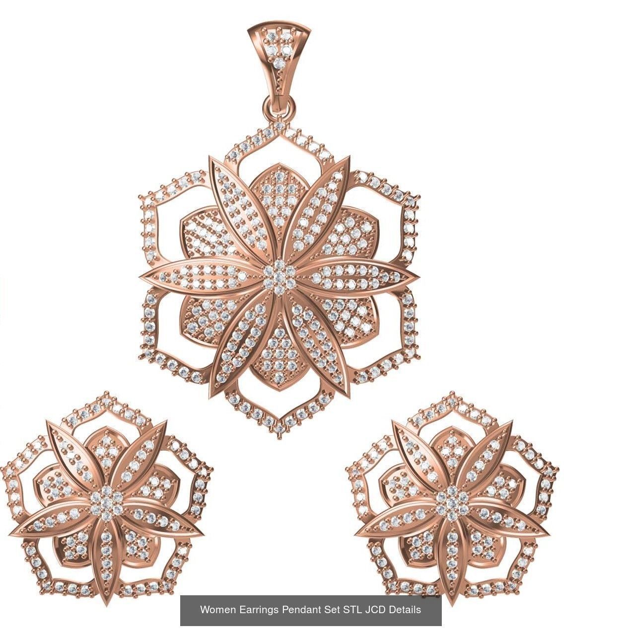 159 Women Earrings Pendant Sets STL JCD Details Collection _357