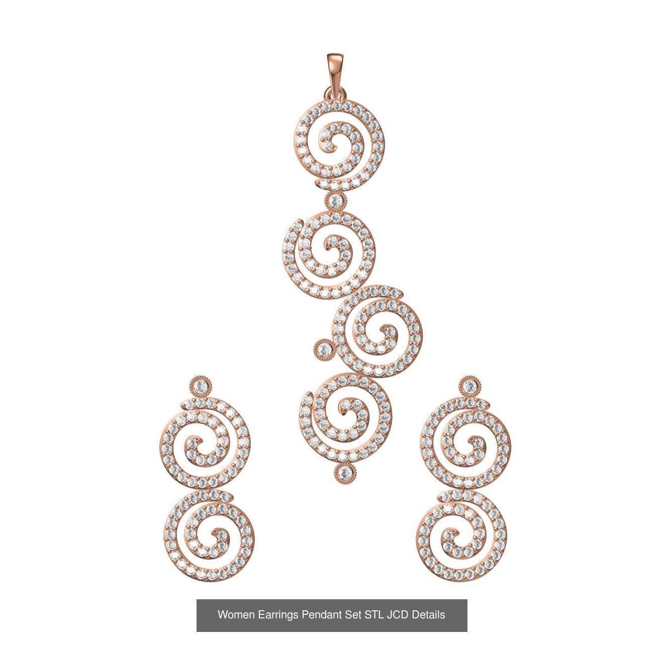 159 Women Earrings Pendant Sets STL JCD Details Collection _349