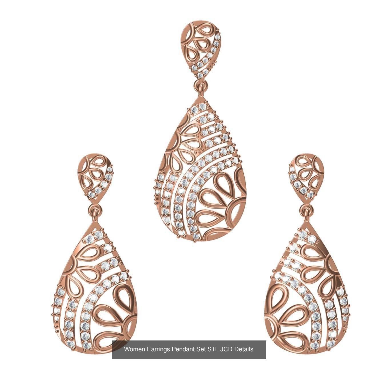 159 Women Earrings Pendant Sets STL JCD Details Collection _243