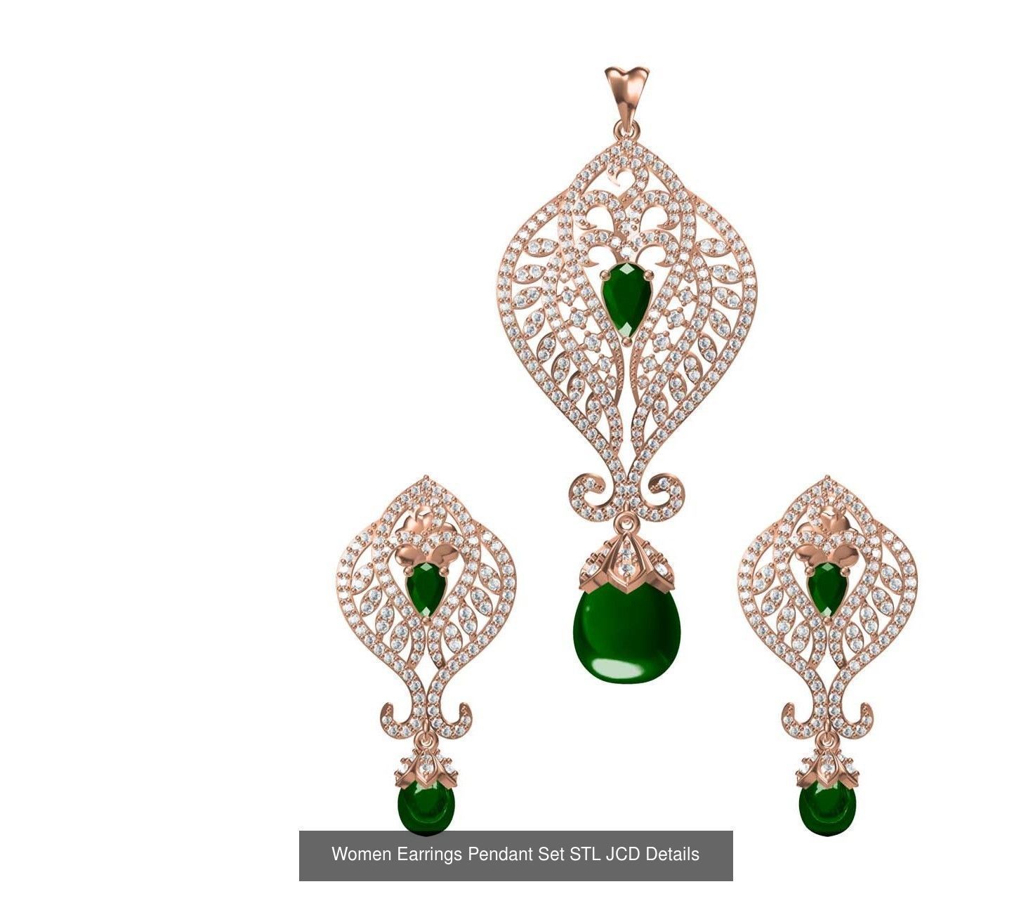 159 Women Earrings Pendant Sets STL JCD Details Collection _360